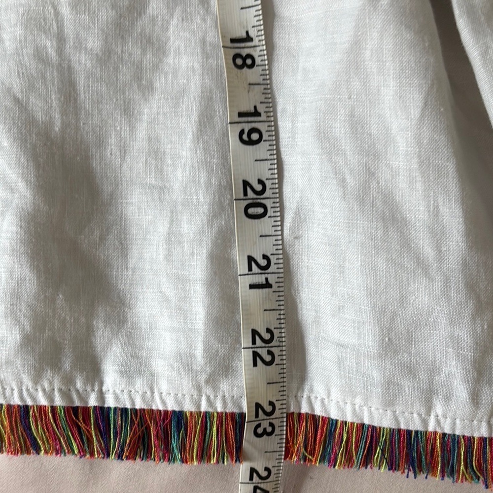 For Cynthia Linen Top Women’s Petite Large White Fringe Coastal Cottagecore - Picture 8 of 8